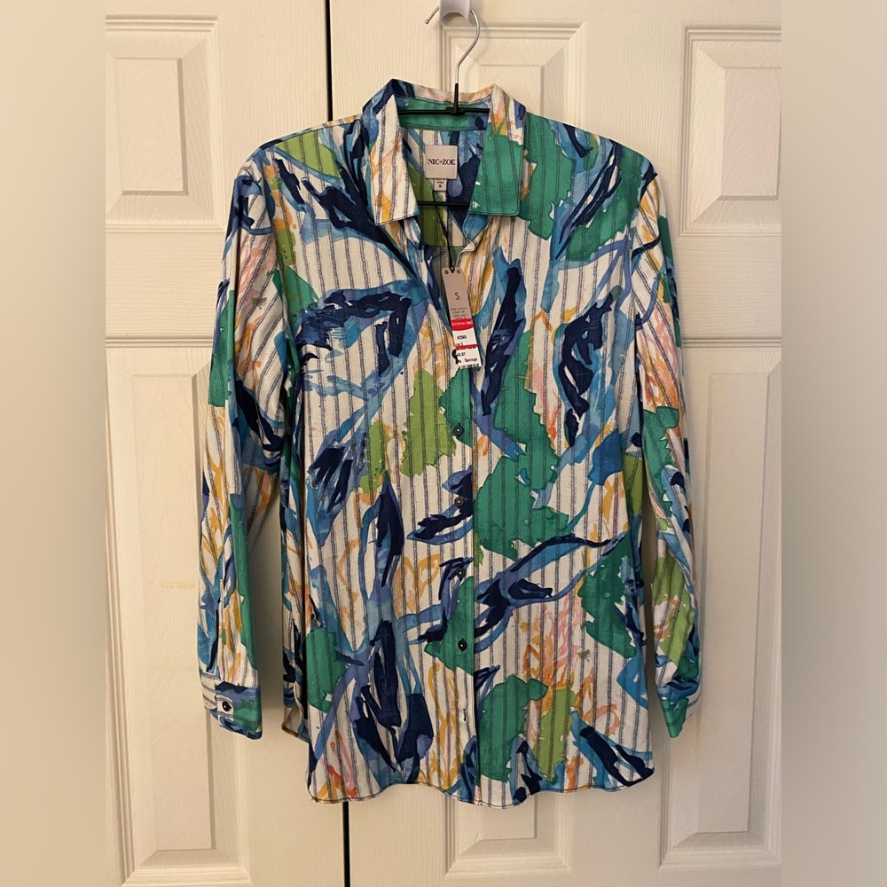 NWT Nic+Zoe Scribble Vines Top Size S